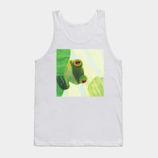 A frog lurking behind a leaf Illustration Tank Top